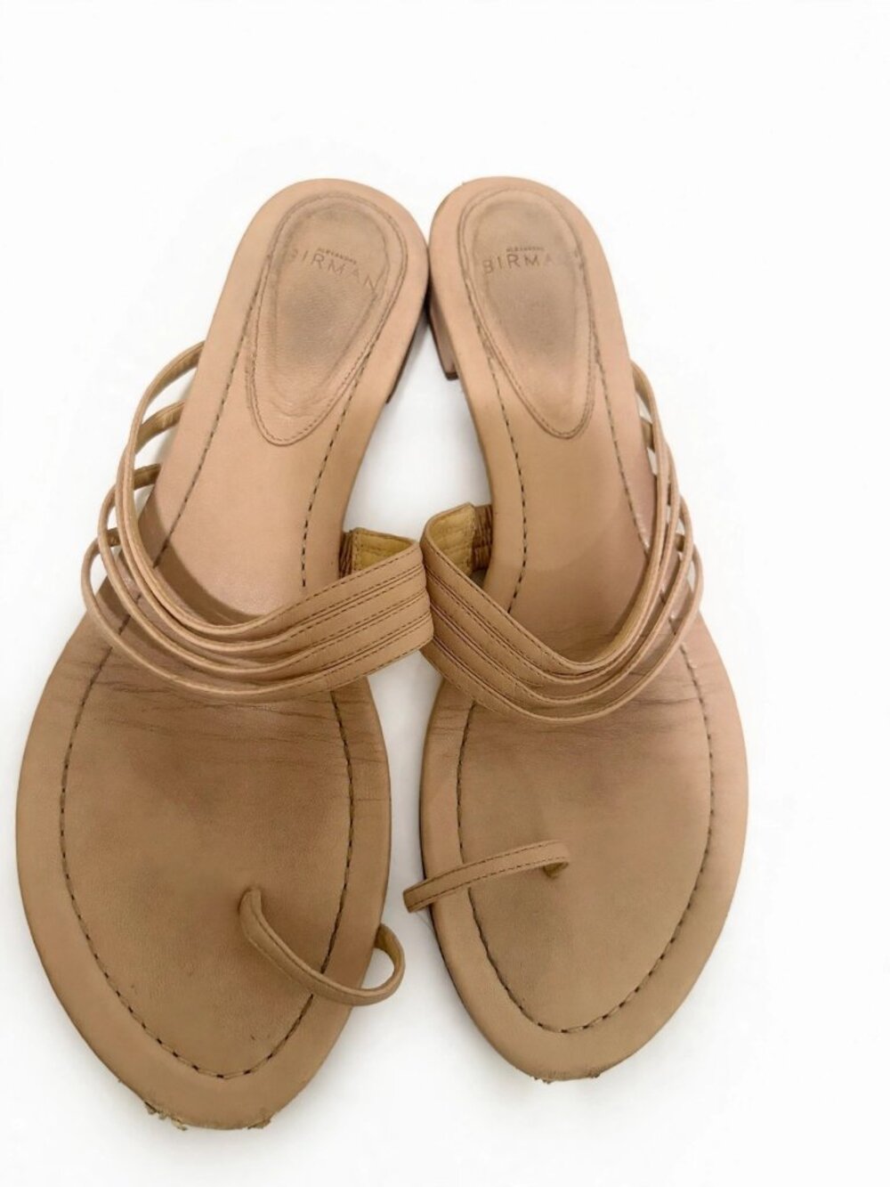 Alexandre Birman Nude Strappy Toe-Loop Flat Sandals 38.5
